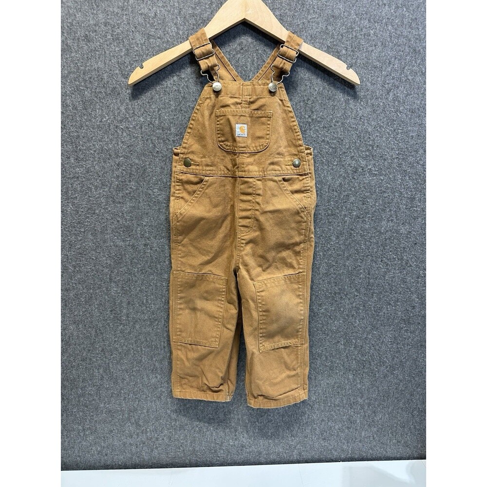 Carhartt Bib Overalls Toddler Size 2T Tan Double Knee Cotton